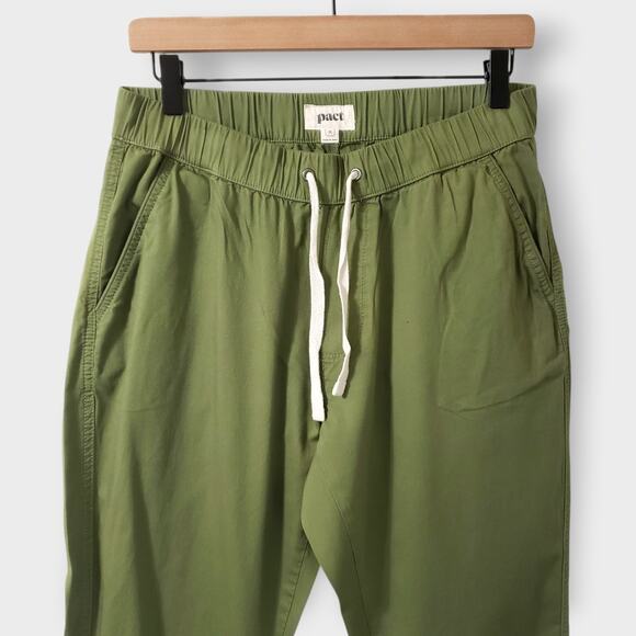 Pact Womens Organic Cotton Daily Twill Pant Olive Green Sz Med Casual Minimalist - Picture 2 of 13